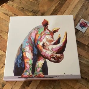 Rhino art on canvas.  New